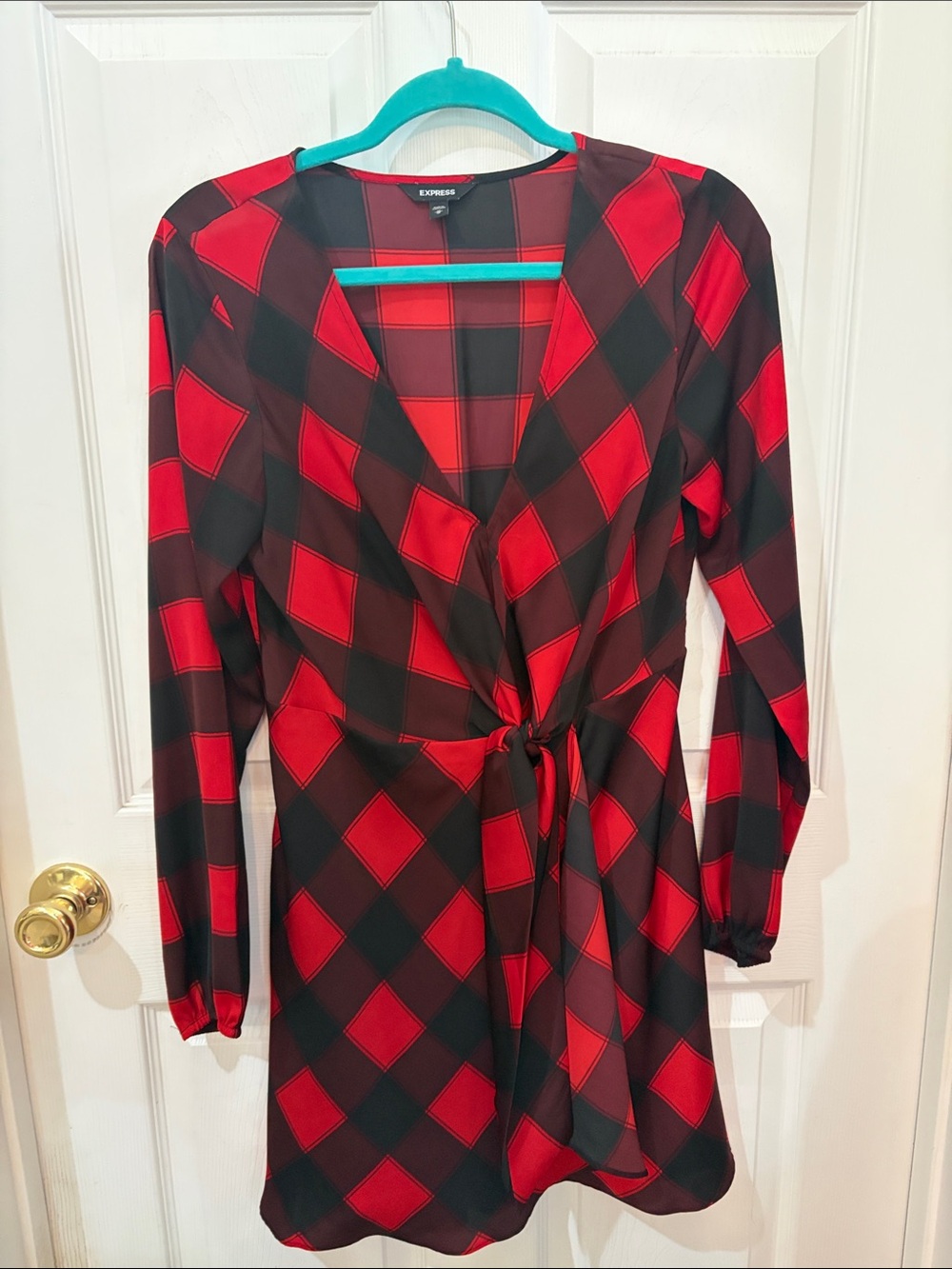 Express Red & Black Plaid Dress